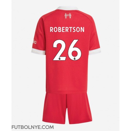 Camiseta Liverpool Andrew Robertson #26 Primera Equipación para niños 2025-26 manga corta (+ pantalones cortos)